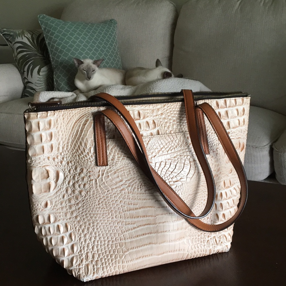 Cream Kate Landry Synthetic Alligator Skin Purse